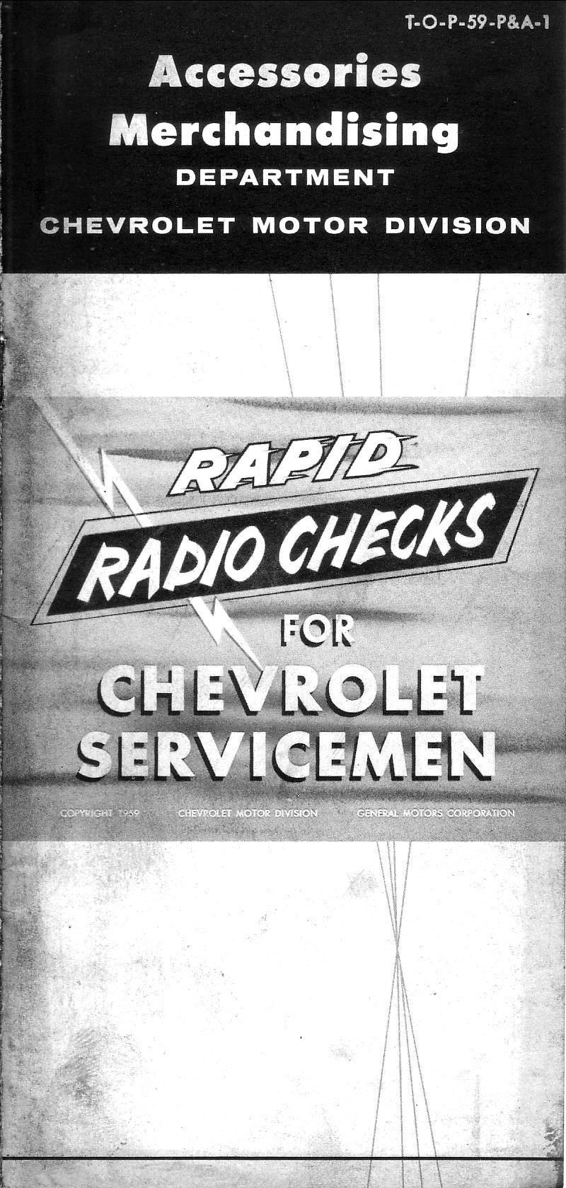 1959 Chevrolet Rapid Radio Checks Booklet